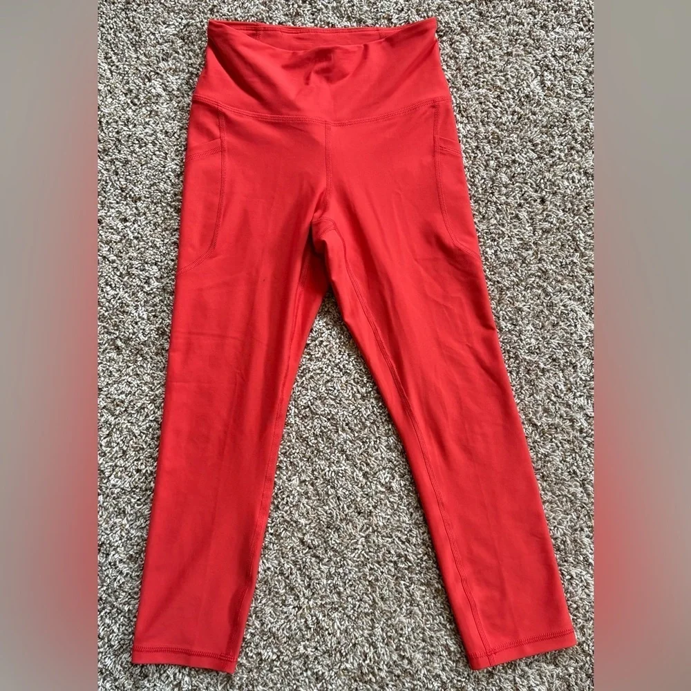 5/20$ Old Navy Girls Active Power Soft High Rise Red Leggings Pockets XS